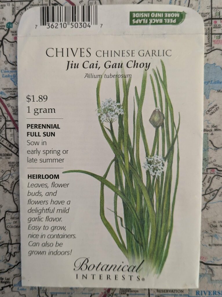 Garlic chive seed packet 2012